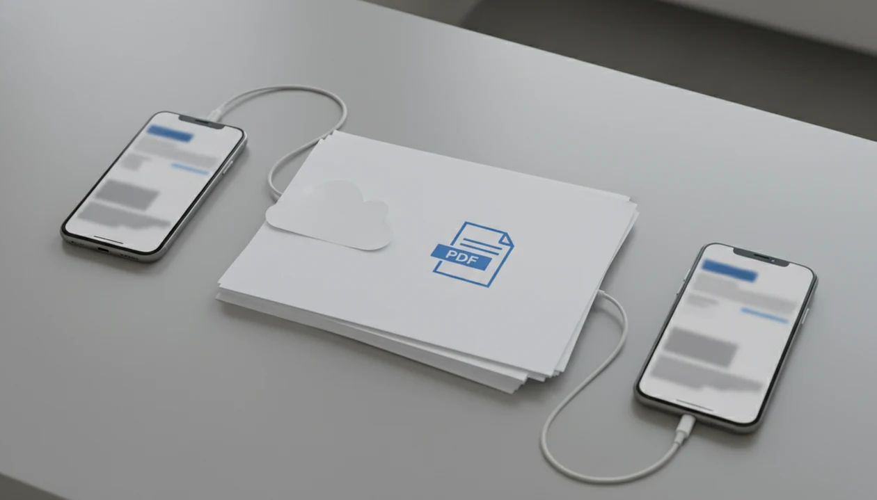 Two smartphones and document pages suggest comparing mobile Word-to-PDF conversion tools.